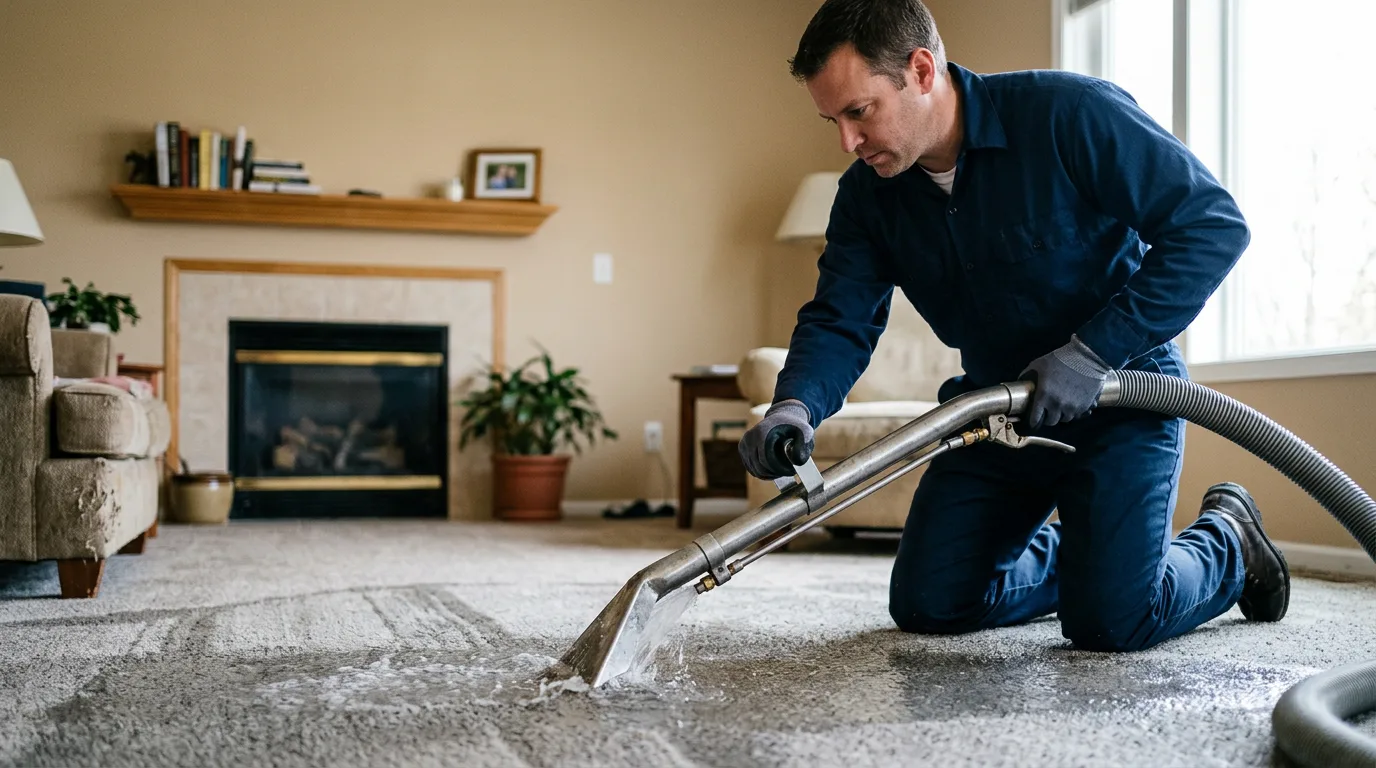Water damage restoration technician working near River Pines, CA